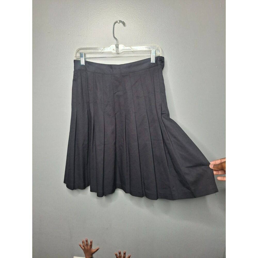 BaronesaBarbaraGreen Pleated A-Line Skirt Sz 12 100%Rayon Made USA PreppyAcademi